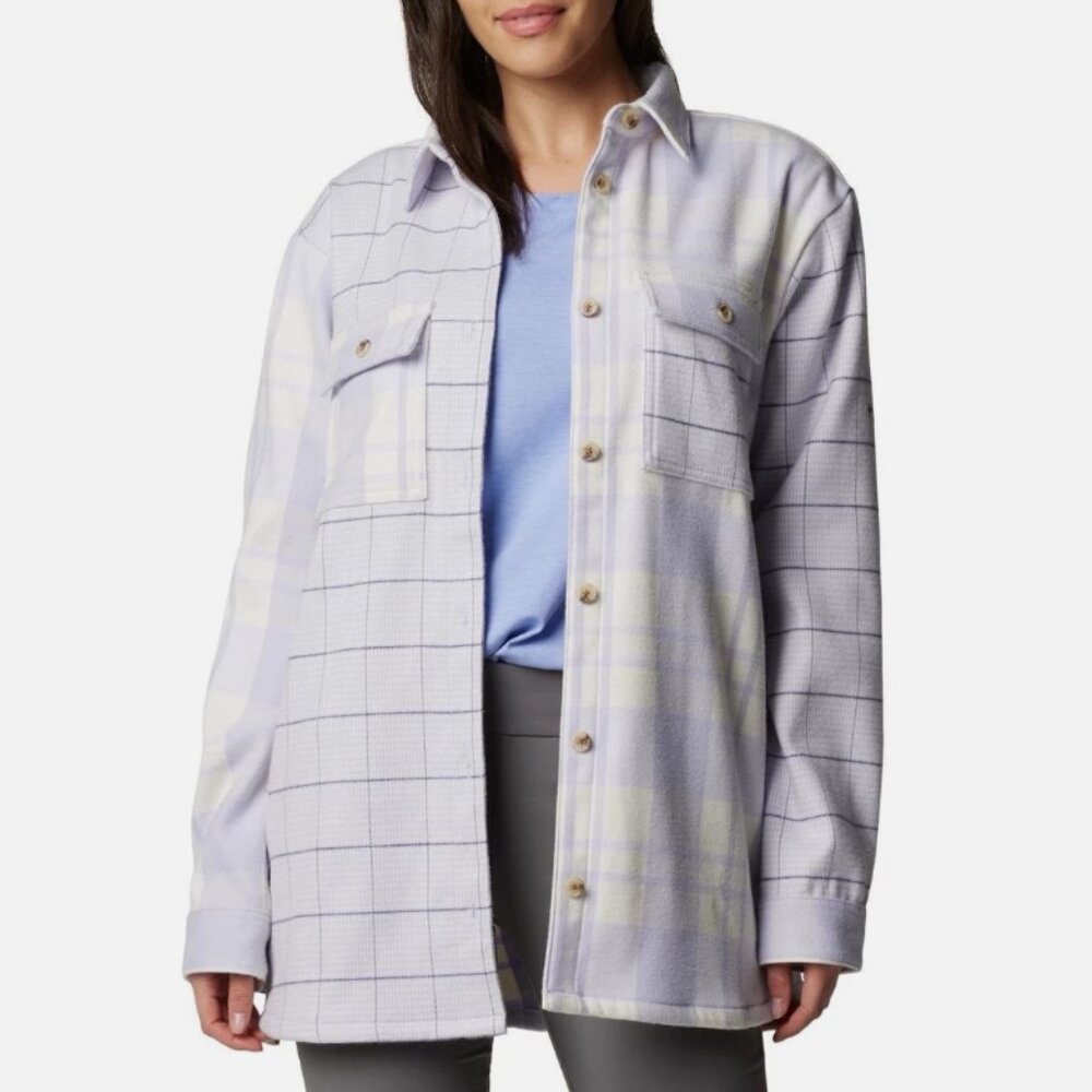 Columbia Women's XXL Blue Point Creek Shirt Jacket Shacket Purple Plaid NWT